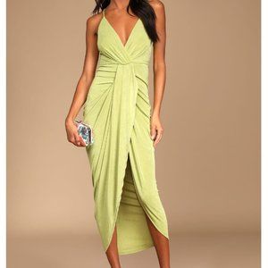 NWT Dreamy Date Light Green Surplice Midi Dress